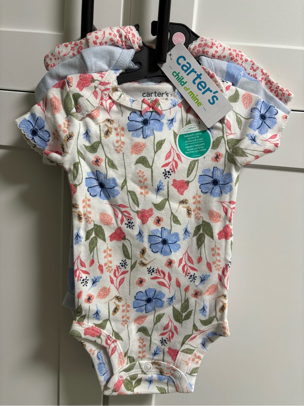 NWT Carter's Child of Mine Baby Girl Floral & Bird Bodysuits Set 0-3M
